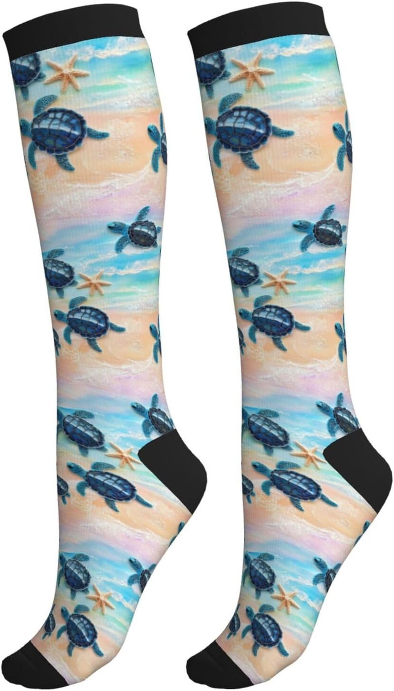 thmnj Compression Socks Knee High Support Socks for Women Men Circulation Stockings for Athletic Running Cycling Flying - Image 1